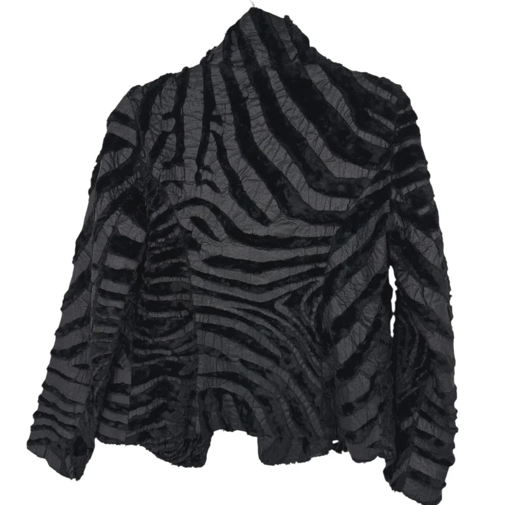 Beth Bowley Black Zebra Print Textured Jacket Size 4 Unique Statement Mob Wife - Picture 2 of 15